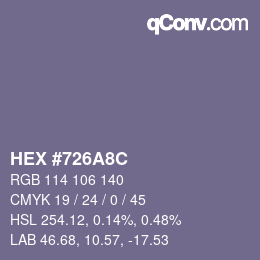 Color code: HEX #726A8C | qconv.com