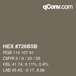 Color code: HEX #726B5B | qconv.com