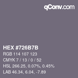 颜色代码: HEX #726B7B | qconv.com
