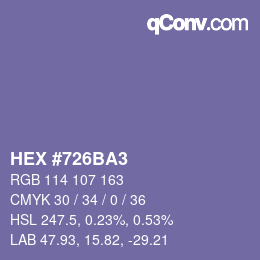 颜色代码: HEX #726BA3 | qconv.com