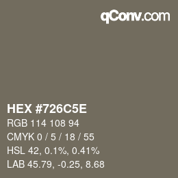 Color code: HEX #726C5E | qconv.com