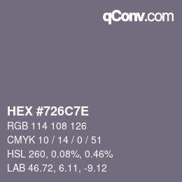 Color code: HEX #726C7E | qconv.com