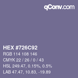 カラーコード: HEX #726C92 | qconv.com