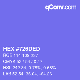カラーコード: HEX #726DED | qconv.com