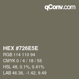 Color code: HEX #726E5E | qconv.com