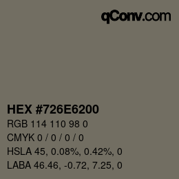 Color code: HEX #726E6200 | qconv.com