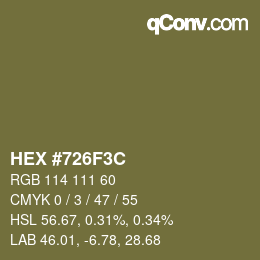 Color code: HEX #726F3C | qconv.com