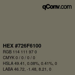 Color code: HEX #726F6100 | qconv.com