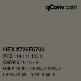 Color code: HEX #726F6700 | qconv.com