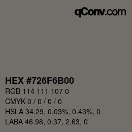 Color code: HEX #726F6B00 | qconv.com