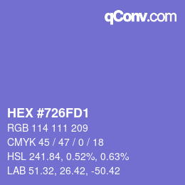 Color code: HEX #726FD1 | qconv.com