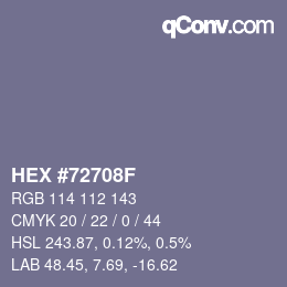 Farbcode: HEX #72708F | qconv.com