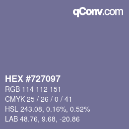 Farbcode: HEX #727097 | qconv.com