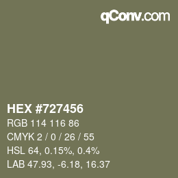 Farbcode: HEX #727456 | qconv.com