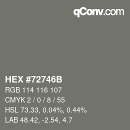 Color code: HEX #72746B | qconv.com