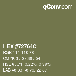 颜色代码: HEX #72764C | qconv.com