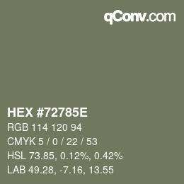 Farbcode: HEX #72785E | qconv.com