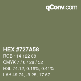 颜色代码: HEX #727A58 | qconv.com
