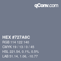 カラーコード: HEX #727A8C | qconv.com