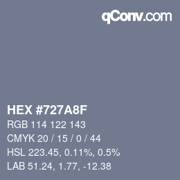 颜色代码: HEX #727A8F | qconv.com