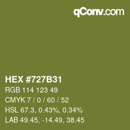 カラーコード: HEX #727B31 | qconv.com