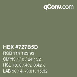 颜色代码: HEX #727B5D | qconv.com