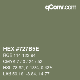 Farbcode: HEX #727B5E | qconv.com