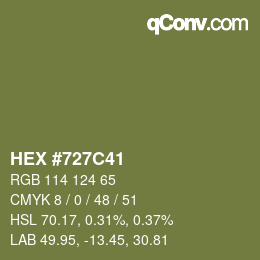 颜色代码: HEX #727C41 | qconv.com