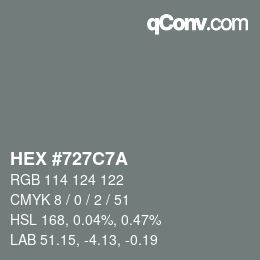Color code: HEX #727C7A | qconv.com