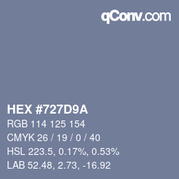 Color code: HEX #727D9A | qconv.com