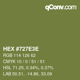 Color code: HEX #727E3E | qconv.com