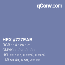 カラーコード: HEX #727EAB | qconv.com