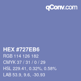 カラーコード: HEX #727EB6 | qconv.com