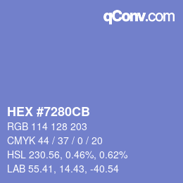 Color code: HEX #7280CB | qconv.com