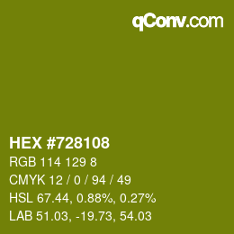 Color code: HEX #728108 | qconv.com
