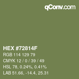 Color code: HEX #72814F | qconv.com