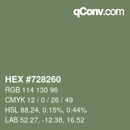 Color code: HEX #728260 | qconv.com