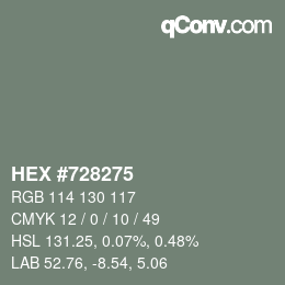 Color code: HEX #728275 | qconv.com