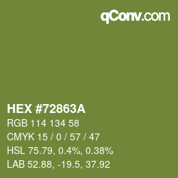 カラーコード: HEX #72863A | qconv.com