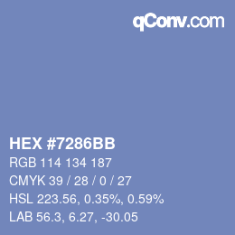 颜色代码: HEX #7286BB | qconv.com