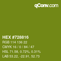 カラーコード: HEX #728816 | qconv.com