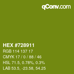 カラーコード: HEX #728911 | qconv.com