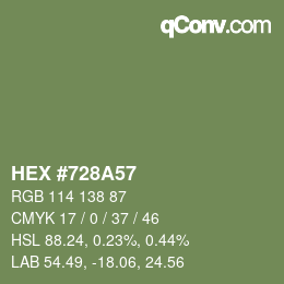 颜色代码: HEX #728A57 | qconv.com