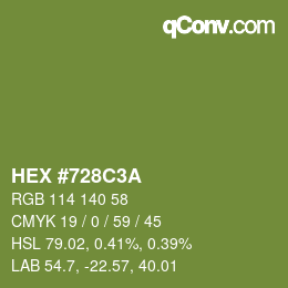 Código de color: HEX #728C3A | qconv.com