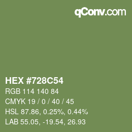 Color code: HEX #728C54 | qconv.com