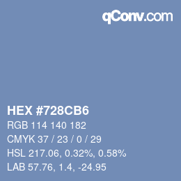 颜色代码: HEX #728CB6 | qconv.com