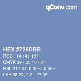 颜色代码: HEX #728DBB | qconv.com