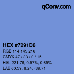 Farbcode: HEX #7291D8 | qconv.com