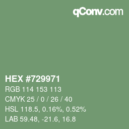 Farbcode: HEX #729971 | qconv.com