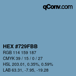 颜色代码: HEX #729FBB | qconv.com